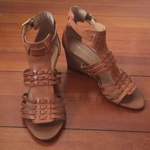 Franco Sarto Tan Sandal Wedges - Sz 6